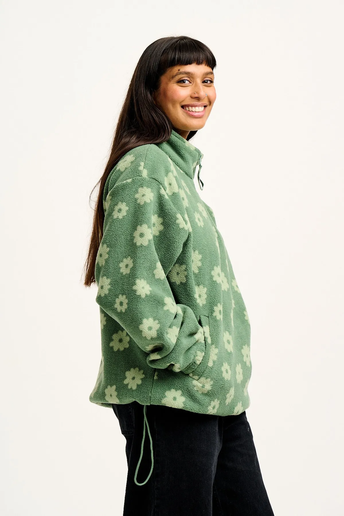 Outlet Stevie - Soft Polar Fleece in Green Delano Floral Print All Outerwear & Knitwear|Fleeces