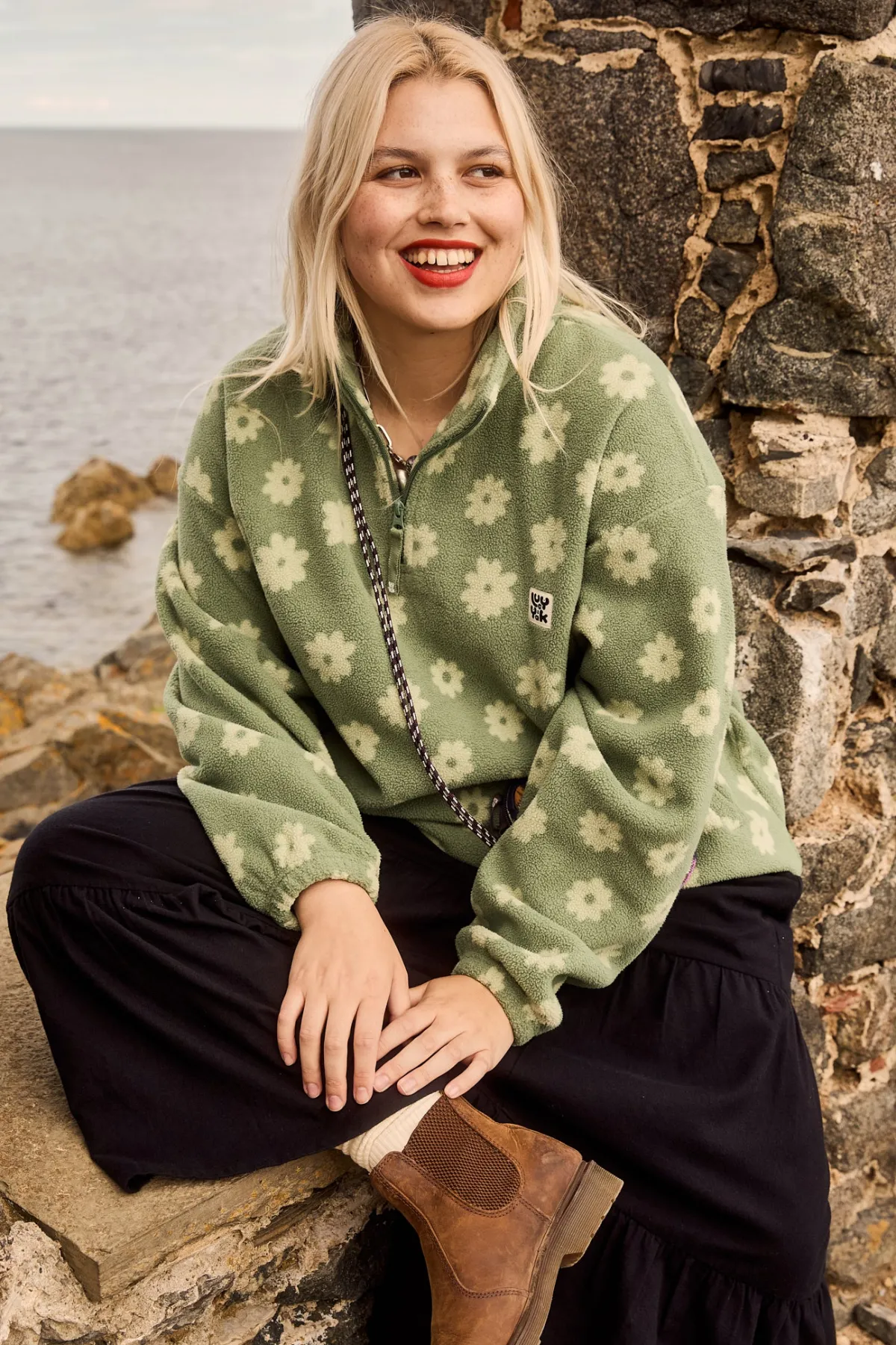 Outlet Stevie - Soft Polar Fleece in Green Delano Floral Print All Outerwear & Knitwear|Fleeces