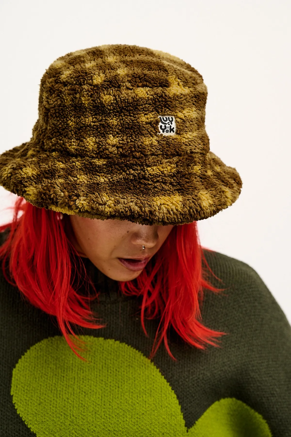 Clearance Travis - Borg Fleece Bucket Hat in Brown Cher Check Print All Accessories|Hats & Hair