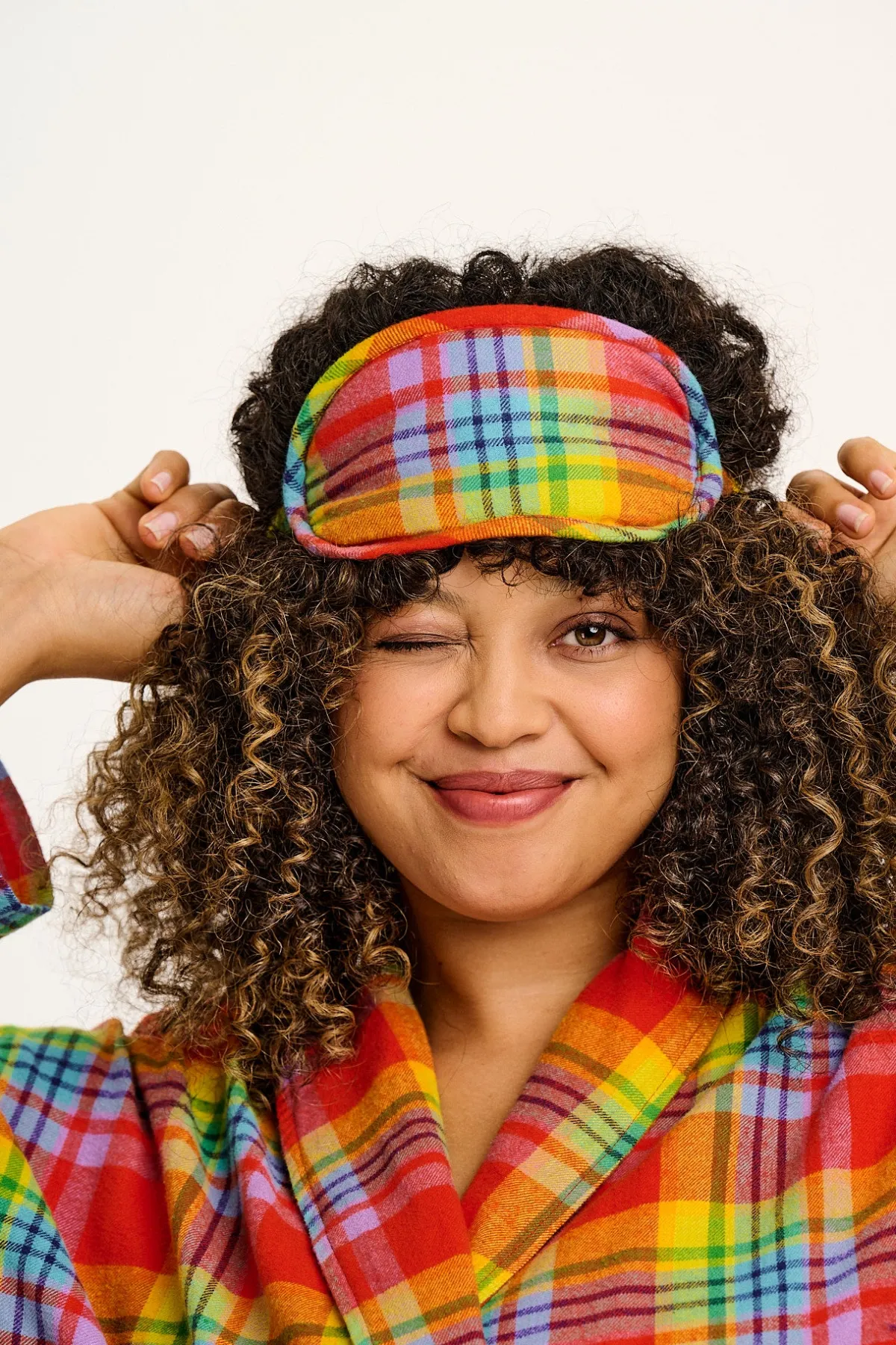Hot Yaima - Eye Mask in Ncuti Tartan Print All Nightwear|All Accessories